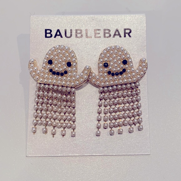 Jewelry - NEW Bauble Bar Ghost Pearl and Gold Earrings